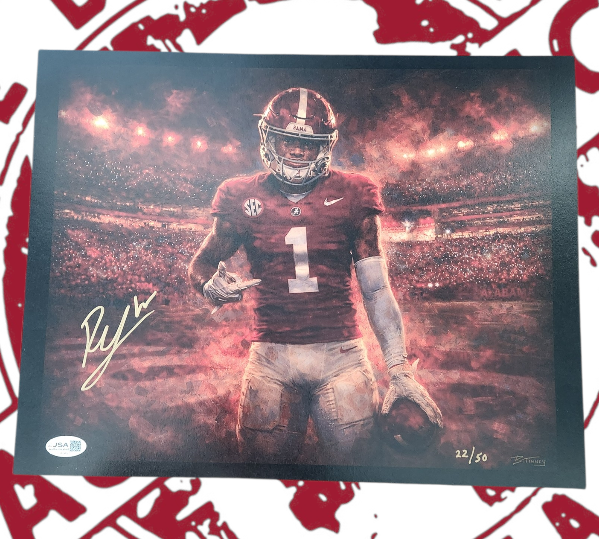 Ryan Williams signed 11x14 Brian Tinney art work JSA COA